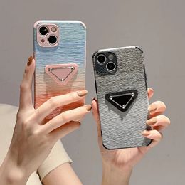 IPhone 15 Designer Gradient Phone Cases Cover Letter Soft Case Fully Covered Phonecases 14 13 Pro Max 13 Classic Triangle Logo Print Protective Shell