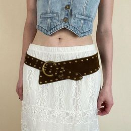 Belts Stylish Punk Waistband Waist Belt Elastic For Women Retro With Studded Rivets