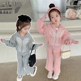 Clothing Sets Autumn Girls Kids Baby Toddler Lace Sequins Hooded Coat And Pants 2pcs Sport Suit Clothes For Wear