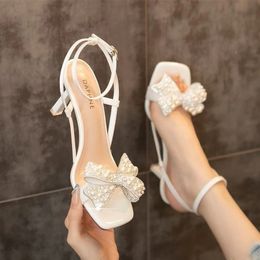 Sandals Summer Stilettos Bow High Heels Shoes Women Sandals Brand Wedding Shoes Designer Party Sexy Pumps Women's sandals 231030