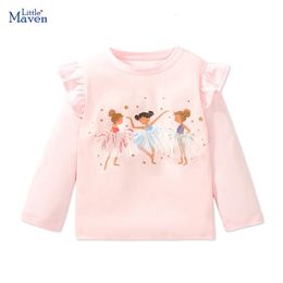 Pullover Little maven 2023 Kids Clothes Girls Children s Clothing Tops Cartoon Ballet T shirt Cotton for 2 7 year 231031