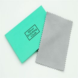 100pcs Grey silver polish cleaning polishing cloth with package silver cleaning cloth wiping cloth of silver Jewellery suede mainten234P