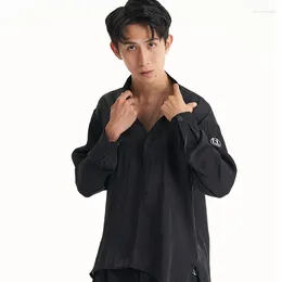 Stage Wear Men Latin Dance Practice Clothes Long Sleeved Loose Shirts Male Adult Chacha Rumba Tango Dress Performance DQS14171