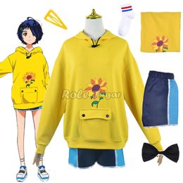 Wonder Egg Priority Cosplay Ohto Ai Hoodie Pullover Women Yellow Print Sweatshirt Shorts Costume Wigs Anime Halloween Outfits