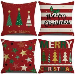 Cushion Decorative Pillow Merry Christmas Home Decorative Linen Cushion Cover Year Festival Living Room Sofa Pillowcase Bedroom Waist 231031