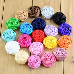 Hair Accessories 200pcs/lot 20Colors 3.5cm Summer Dress 3D Floral Satin Roses Flowers For Woman Headband Kids Clothes DIY TH64