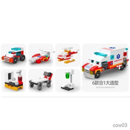 Blocks 6in1 NEW Ambulance Escort Car Paramedic Doctor Mini Truck Classic Model Building Blocks Sets Bricks Toy City R231031