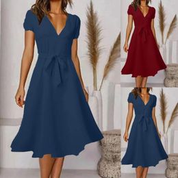 Casual Dresses Vintage Women's Summer Dress 2023 Beach V-neck For Women Trendy Sexy