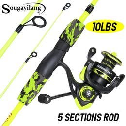 Fishing Accessories Sougayilang Rod Combo 1.66m 5sections Glass Fibre and 5.2 1 Gear Ratio Metal Spool 10lb Spinning Reel Pesca 231030