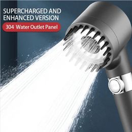 Bathroom Shower Heads 3 Modes High Pressure Shower Head Filter Rainfall Massage Spa Pressurized Shower OneKey Stop Spray Nozzle Bathroom Accessories 231031