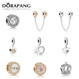 DORAPANG 100% 925 Sterling Silver Retro Diverse Bead With Clear CZ Safety chain Fit Bracelets DIY bracelet The factory whole204G