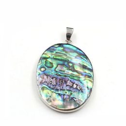 Pendant Necklaces Oval Shape Pendant Genuine Abalone Natural Blue Green Flat Back Sea Paua Shell Beach Jewellery 5 Pieces Drop Delivery Dhmas