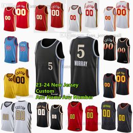 Trae Young Clint Capela Custom Printed 20223-24 Season Basketball Jerseys De'Andre Hunter Bogdan Bogdanovic Dejounte Murray AJ Gryphon Jalen Johnson Bruno Fernando