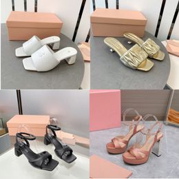 Sandals Square grid Platform heels womens shoes ankle wrap high heeled Rome ladies shoe 35-40 Open Toe Cover Heel Designers Sandal with box