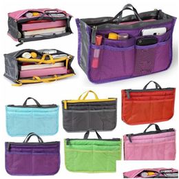 Storage Bags Double Zipper Cosmetic Space Save Bag Inside Large Capacity Soft Polyester Cosmetics Organiser Ladies Makeup Drop Deliver Dh0Qa
