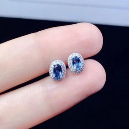 Stud Earrings Natural Topaz Women's 925 Wedding Tack Gemstone Simple Atmosphere Sterling Certified Jewellery Boutique