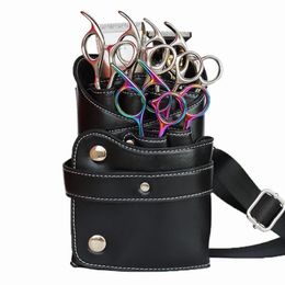 Hair Salon PU Leather Fashion Hair Stylist Hair Kit Cross Body Belt Fanny Pack Scissors Bag Clipping Bag 231030