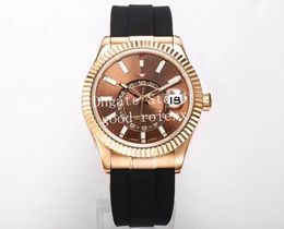 42mm Men's Watch Automatic Cal.9002 Men Watches Sky Rose Gold Multiple Time Zone 9001 Ring Command 336238 Dweller Rubber Strap 336235 Wristwatches