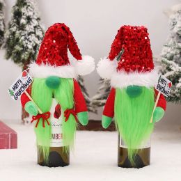Christmas Decoration Supplies Cartoon Couple Grinch Decorative Wine Bottle Set Kitchen Table Dress Up Props Wholesale 1031