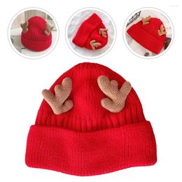 Berets Antler Knit Beanie Hats Warm Knitted Hedging Santa Cap Acrylic Christmas Antlers Child Woolen