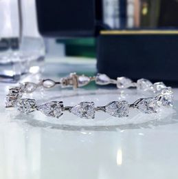 Chain Trendy Pear Cut Diamond Bracelet 100% Real 925 Sterling Silver Engagement Wedding bangles Bracelets for women Jewellery 231030