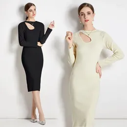 Casual Dresses 5053 Cultivate One's Morality Show Thin And Sexy Hollow Out Elastic Temperament In The Senior Long Knitted Dress