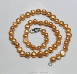 Pendants Orange Freshwater Pearl Necklace Baroque 7-8mm 17INCH