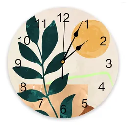 Wall Clocks Tropical Plants Abstract Art Large Kids Room Silent Watch Office Home Decor Hanging Gift