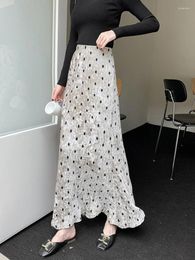 Skirts Polka Dot Long Skirt Women Casual Maxi Autumn Winter Female Elegant Fashion High Waist Lady Vintage Chic Slim