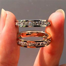 Female Diamond Ring Vintage Stainless Steel Women Wedding Rings Fashion Promise Yellow Gold Engagement Ring249h