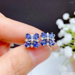 Stud Earrings KJJEAXCMY 925 Sterling Silver Inlaid Natural Sapphire Ladies Ear Support Test