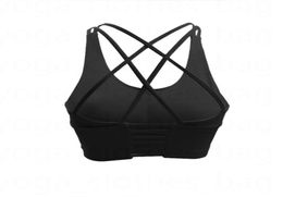 lu yoga Women039s new hollow beautiful back sexy crosslace shockproof sports bra vest running fitness yoga wear1709327