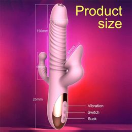 Telescopic Vibrating Dildo Thrusting Tongue Licking Vibrator Clit Sucking Vagina Clitoris Anal Stimulation Sex Toys for Women 231010