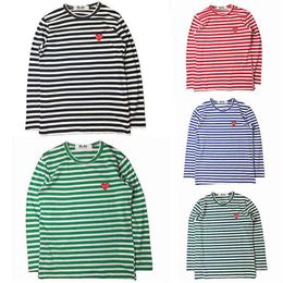 PLAY Spring Autumn T-shirt Striped Embroidered Love Round Neck Long Sleeve Loose Men Women T-shirt Couple Casual T-shirt G1209238n