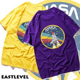 NASA Space tshirt Retro T-shirt Harajuku Men Cotton Shirts Fashion brand Nasa Print T Shirt Men Short Sleeve T-shirt summer wear232A