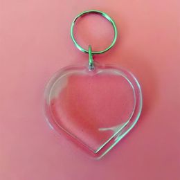 50 Pcs Heart Shaped Diy Acrylic Blank Picture Frame Keychains Transparent Blank Insert Po Keychains Pendant Key Ring Jewelry Ac227s