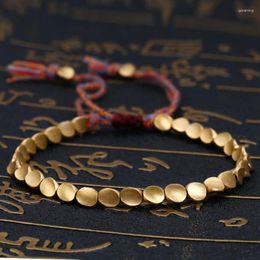 Link Bracelets Retro Handmade Tibetan Buddhist On Hand Braided Copper Beads Lucky Rope Bracelet & Bangles For Women Mens Jewellery Gift