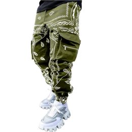 Designer Mens Cargo Pants Casual Sports Multi Pocket Reflective Print Harem Sweatpants Hip Hop Streetwear Trendy Men Jogger Trousers