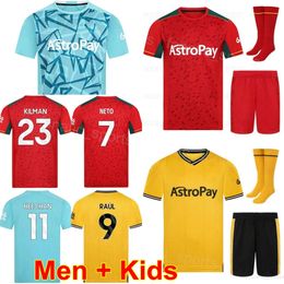 2023 2024 Men Youth Soccer 11 Hwang Hee-Chan Jerseys Club Team 12 Matheus Cunha 17 Hugo Bueno 1 JOSE SA 7 Pedro Neto 9 Raul Jimenez Football Shirt Kits Uniform LangDui