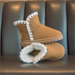 Winter new girls' snow boots and velvet cotton shoes soft-soled children Joker padded warm boots