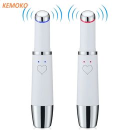 Face Care Devices Mini Electric Eye Massager Pen Vibration LED Pon Therapy Heated Antiaging Wrinkle Removal Device Dark Circle Puffiness 231030