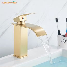 Kitchen Faucets Bathroom Waterfall Basin Sink Faucet Deck Mounted Black Cold Water Chrome Mixer Taps Torneira 231030