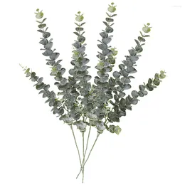 Decorative Flowers 4pcs Realistic Artificial Eucalyptus Stems Leaves Real Touch Faux Plants For Flower Arrangement