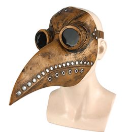 Halloween Steampunk Plague Doctor Black Copper Color Latex Birds Mask Scary Anime Cosplay Party Costume Props C20K113