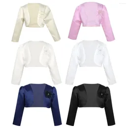 Jackets Kids Girls Long Sleeves Bolero Jacket Wrap Shrug Coat Short Cardigan Bridal Cape Wedding Cloaks Shawl Flower Girl Clothes