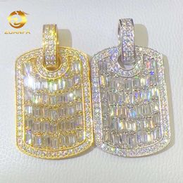 Pass Diamond Tester Emerald Cut Lab Diamond Pendant Iced Out Jewellery Custom Dog Tag S925 Silver Necklace Pendant Hip Hop