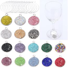 Diamond Wine Glass Marker Stainless Steel Round Red Wine Glass Identifier Pendant Cup Decoration Bar Tool