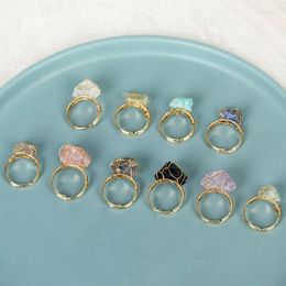 Cluster Rings Meetvii Irregular Natural Stone For Women Men Wire Wrapped Quartzs Raw Finger Ring Couple Resizable