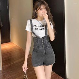 Women's Jeans Short Denim Overalls Girl Jumpsuit Fashion High Waist Casual Playsuit Romper Sexy Black Clothing Y2k Harajuku
