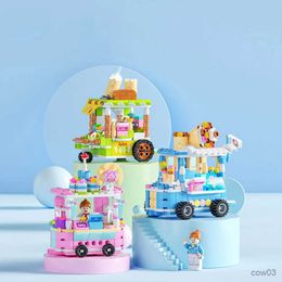 Blocks 3D Model DIY Building Block Mini City Store Street Stand Delicious Food Cart Creative Toy for Kids R231031